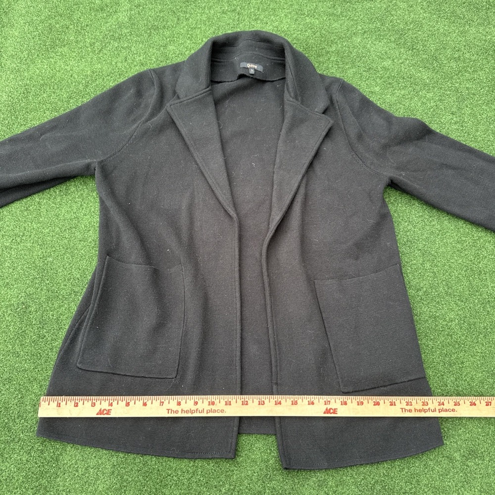 Quince Women Cotton Cocoon Coat Black Outerwear L NICE! Pea Coat - Picture 10 of 12